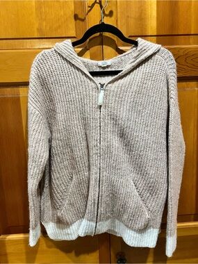 Fat Face Cozy Zip-Up Hooded Sweater in Light pink